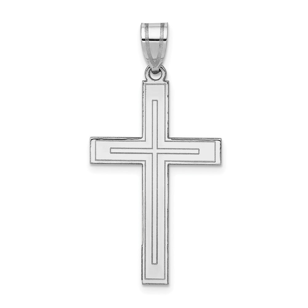 14k White Gold Cross Pendant, 36 x 18 mm, 1.51 g
