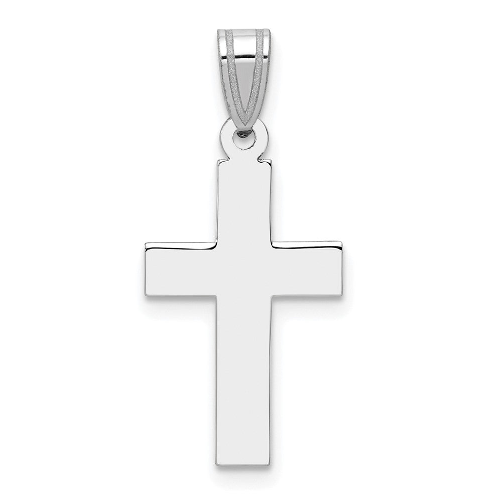 14k White Gold Cross Pendant, 26 x 12 mm