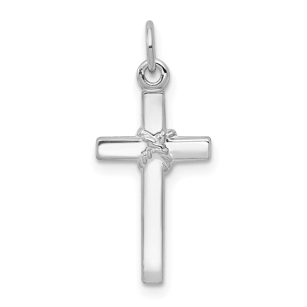 14k White Gold Cross Charm, 22 x 10 mm
