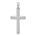 14k White Gold Hollow Cross Pendant, 24 x 12 mm