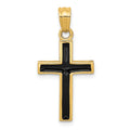 14k Black Epoxy Latin Cross Pendant, 26 x 13 mm