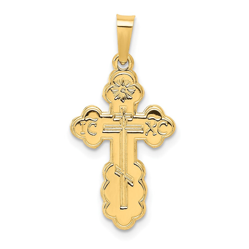 14k Eastern Orthodox Cross Charm, 27 x 13 mm