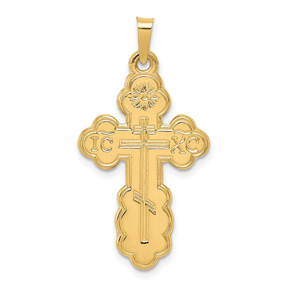 14k Eastern Orthodox Cross Pendant, 34 x 18 mm