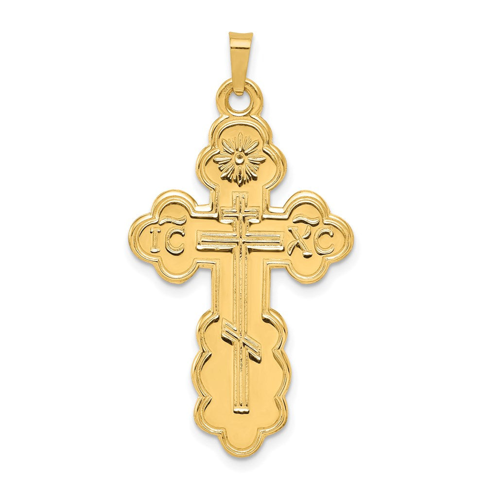 14k Eastern Orthodox Cross Pendant, 40 x 22 mm