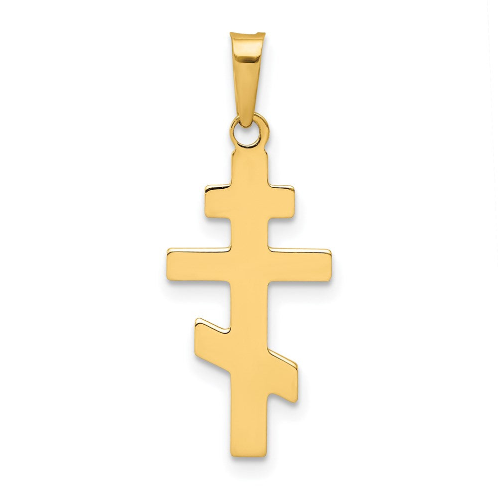 14k Polished Eastern Orthodox Cross Charm, 27 x 11 mm