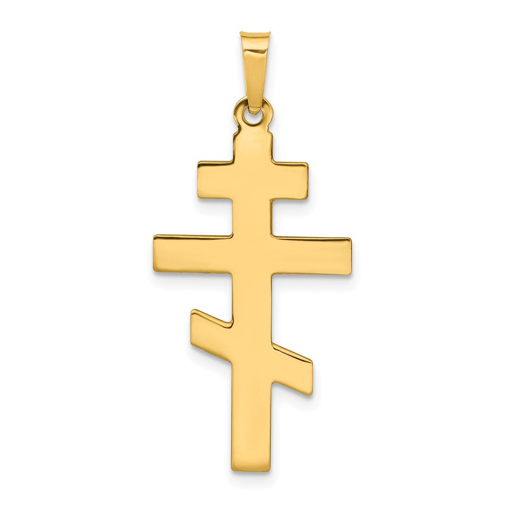14k Polished Eastern Orthodox Cross Charm, 34 x 15 mm