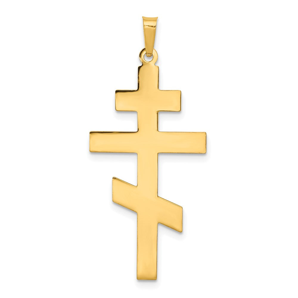 14k Polished Eastern Orthodox Cross Pendant, 38 x 19 mm