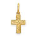 14K Floral Cross Charm, 15 x 13 mm