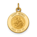 14k Polished and Satin Solid Saint George Medal Round Charm, 17.5 x 12.75 mm