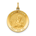 14k Polished and Satin Solid Saint Andrew Medal Pendant, 26 x 19.25 mm