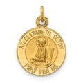 14k Polished and Satin Solid Saint Elizabeth Seton Medal Round Charm, 17.75 x 12.5 mm