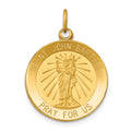 14k Polished and Satin Solid St John the Baptist Medal Round Pendant, 25.5 x 19 mm