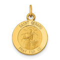 14k Polished and Satin Solid Saint Gerard Medal Round Charm, 17.5 x 12.5 mm