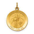 14k Polished and Satin Solid Saint Gerard Medal Round Pendant, 24.5 x 19 mm