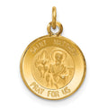 14k Polished and Satin Solid Saint Matthew Medal Round Charm, 19 x 12 mm