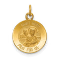 14k Polished and Satin Solid Saint Mark Medal Round Charm, 17.75 x 12.5 mm