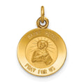 14k Polished and Satin Solid Saint Peter Medal Round Charm, 19 x 12 mm
