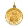 14k Polished and Satin Solid Saint Peter Medal Round Pendant, 26 x 19 mm