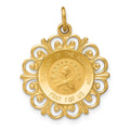14k Polished and Satin Solid Our Lady Of The Assumption Medal Scalloped Edge Round Pendant, 23 x 19 mm