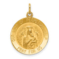 14k Polished and Satin Solid Our Lady of Perpetual Help Medal Round Pendant, 25 x 18 mm