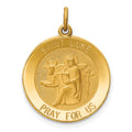 14k Polished and Satin Solid St Luke Medal Round Pendant, 23.5 x 18.4 mm