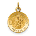 14k Polished and Satin Solid Our Lady of Mt. Carmel Medal Round Charm, 16.6 x 12 mm