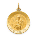 14k Polished and Satin Solid Our Lady of Mt. Carmel Medal Round Charm, 25 x 18.5 mm