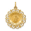 14k Polished and Satin Solid Our Lady of Mt. Carmel Medal Scalloped Edge Round Charm, 24 x 19 mm