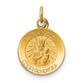 14k Polished and Satin Solid Matka Boska Czestochowska Medal Reversible Round Pendant, 16.5 x 11.3 mm