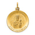 14k Polished and Satin Solid Matka Boska Czestochowska Medal Reversible Round Pendant, 25 x 19 mm