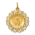 14k Polished and Satin Solid Matka Boska Czestochowska Medal Reversible Scalloped Edge Round Pendant, 23.5 x 18.5 mm