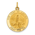 14k Polished and Satin Solid Our Lady of Fatima Medal Round Pendant, 26.5 x 19.25 mm