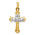 14k Two-tone Claddagh Cross Pendant, 28 x 15 mm, 0.71 g