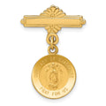 14k Polished and Satin Solid Our Lady of Guadalupe Medal Pin
