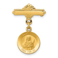 14k Polished and Satin Saint Lucy Medal Pin