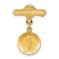 14k Polished and Satin Saint John the Baptist Medal Pin