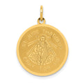 14k Polished and Satin Solid Saint Jude Thaddeus Round Disc Charm, 25.75 x 19 mm