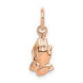 14k Rose Gold Praying Hands Charm, 17 x 6 mm