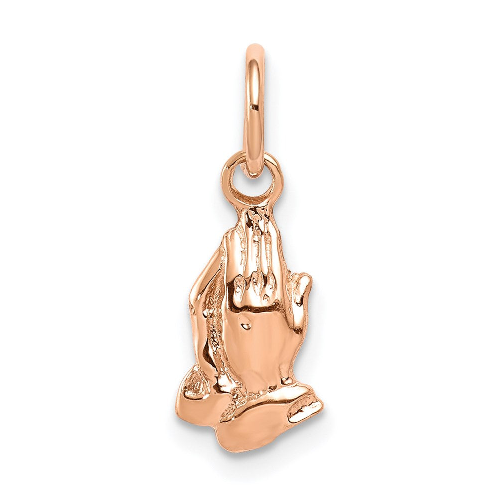 14k Rose Gold Praying Hands Charm, 17 x 6 mm