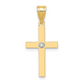 14k Polished .01 carat Diamond Cross Pendant, 0.01 ct, 25 x 11.5 mm