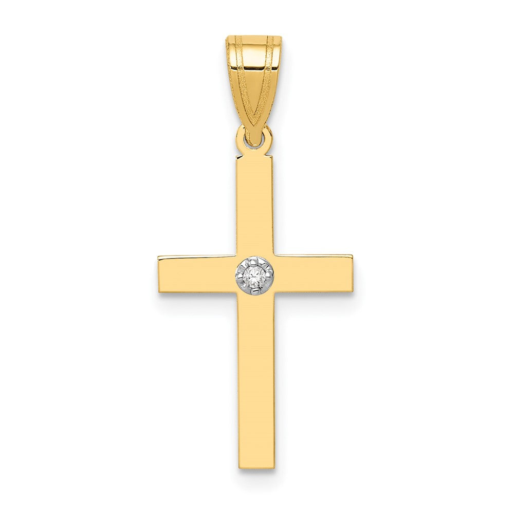 14k Polished .01 carat Diamond Cross Pendant, 0.01 ct, 25 x 11.5 mm