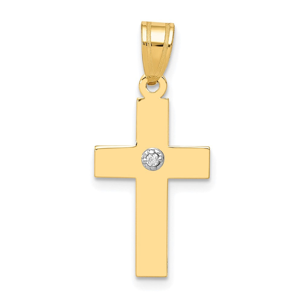 14k Polished .01 carat Diamond Cross Pendant, 0.01 ct, 25 x 12 mm