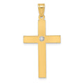 14k Polished .02 carat Diamond Cross Pendant, 0.02 ct, 36 x 18 mm
