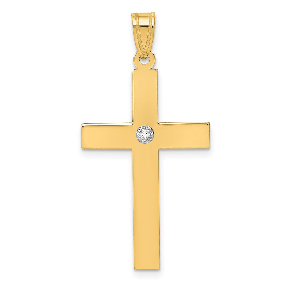 14k Polished .02 carat Diamond Cross Pendant, 0.02 ct, 36 x 18 mm