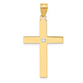 14k Polished .02 carat Diamond Cross Pendant, 0.02 ct, 37 x 21 mm