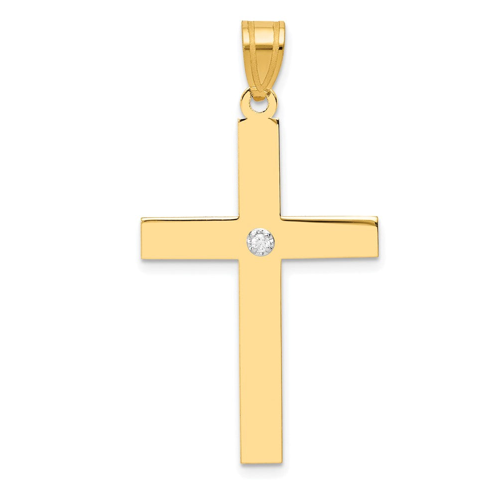 14k Polished .02 carat Diamond Cross Pendant, 0.02 ct, 37 x 21 mm
