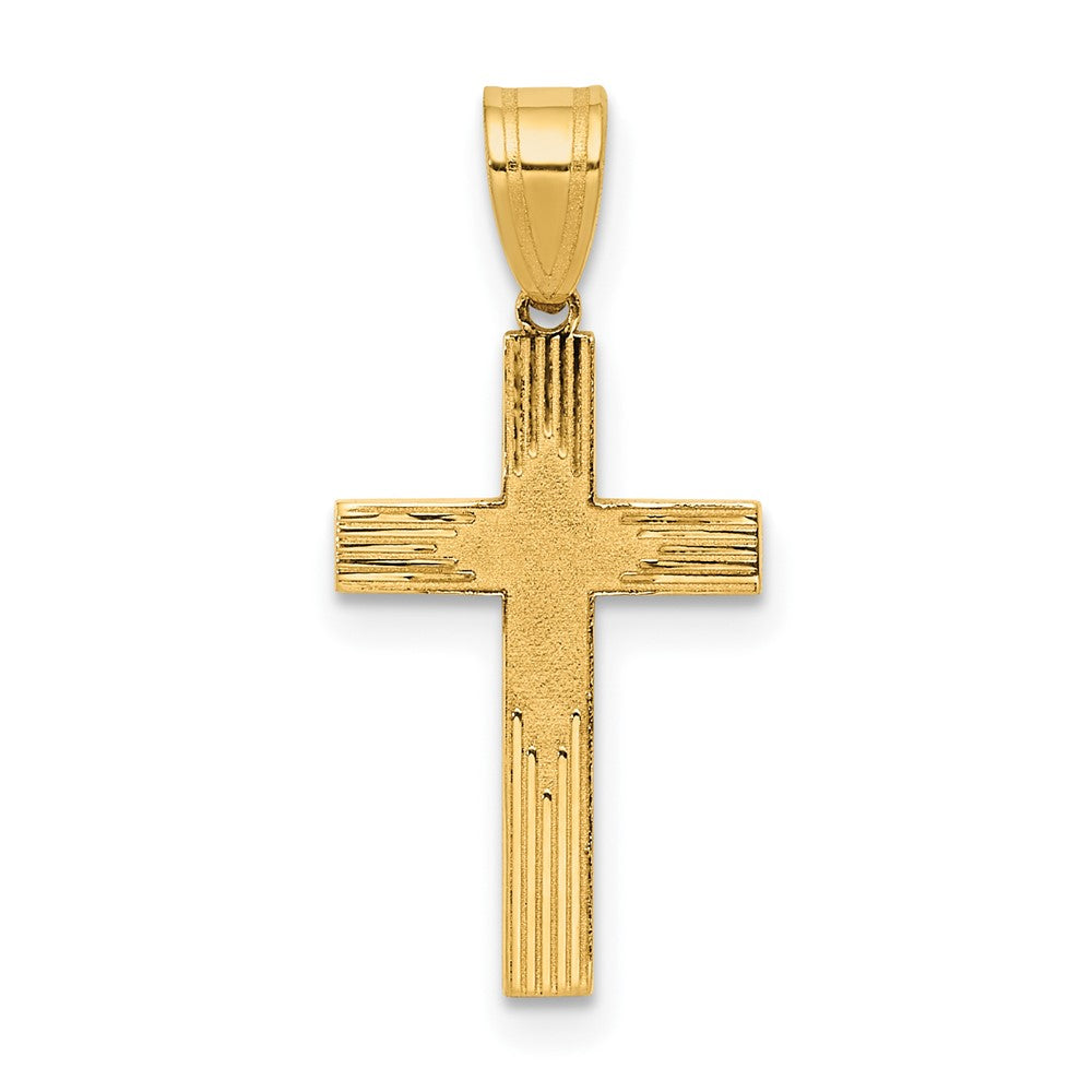 14K Laser Designed Cross Pendant, 21 x 11 mm