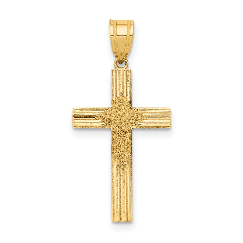 14K Laser Designed Cross Pendant, 26 x 13 mm, 0.77 g