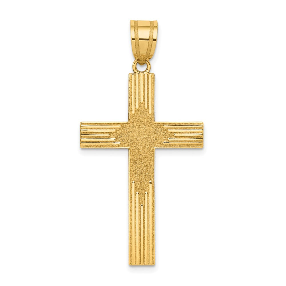 14K Laser Designed Cross Pendant, 33 x 17 mm