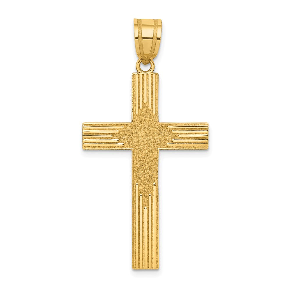 14K Laser Designed Cross Pendant, 41 x 22 mm